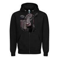 Black Black Angus Cow Illustrations Zipper Hoodie - LillyAllenDesigns