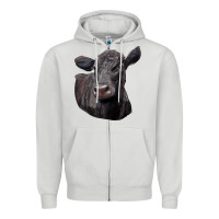 Dove Grey Black Angus Cow Illustrations Zipper Hoodie - LillyAllenDesigns