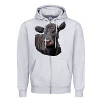 Heather Grey Black Angus Cow Illustrations Zipper Hoodie - LillyAllenDesigns