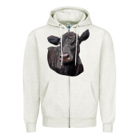 Oatmeal Heather Black Angus Cow Illustrations Zipper Hoodie - LillyAllenDesigns