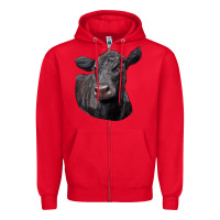 Red Black Angus Cow Illustrations Zipper Hoodie - LillyAllenDesigns