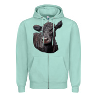 Seafoam Black Angus Cow Illustrations Zipper Hoodie - LillyAllenDesigns