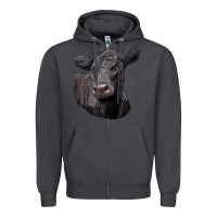Smoke Black Angus Cow Illustrations Zipper Hoodie - LillyAllenDesigns
