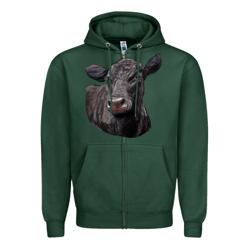 Black Angus Cow Illustrations Zipper Hoodie by LillyAllenDesigns | Teevron