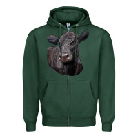 Sports Green Black Angus Cow Illustrations Zipper Hoodie - LillyAllenDesigns