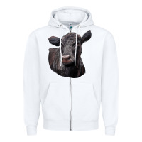 White Black Angus Cow Illustrations Zipper Hoodie - LillyAllenDesigns