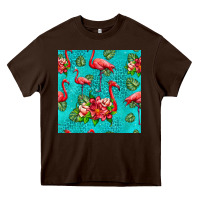 Chocolate Brown flamingo seamless pattern Heavy Core Tee - HRA Design Shop