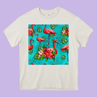 Flamingo Seamless Pattern Heavy Core Tee Designed By Hra Design Shop