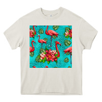 Cream flamingo seamless pattern Heavy Core Tee - HRA Design Shop