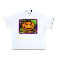 White Happy Halloween Pumpkin Urban Heavy Tee - Jasminsmagicworld