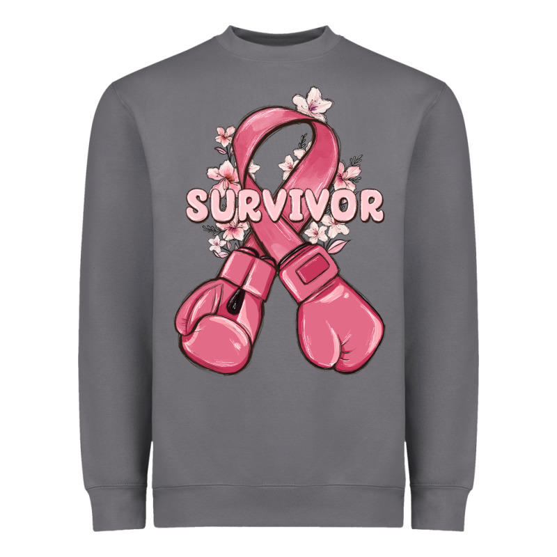 Survivor Breast Cancer With Boxing Gloves Heavyweight Sweatshirt by MaliasSmallBusiness | Teevron