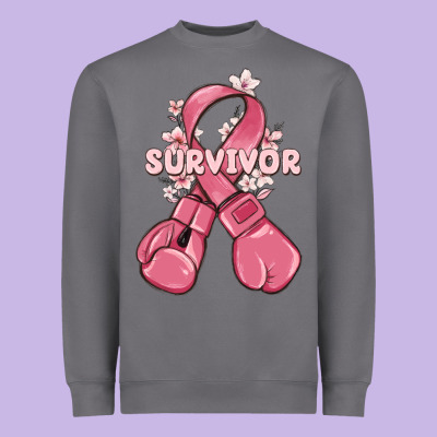 Survivor Breast Cancer With Boxing Gloves Heavyweight Sweatshirt Designed By Maliassmallbusiness
