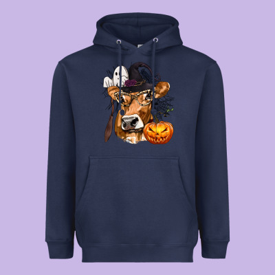 Boo Heifer Cow Halloween Heavyweight Hoodie Designed By Texasbilliewilder