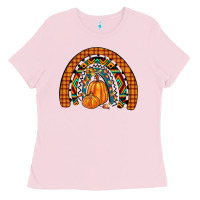 Bubblegum Pink fall pumpkin rainbow Ladies Tee - JahusDesignShop