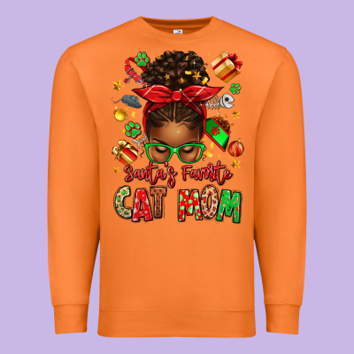 Santas Favorite Cat Mom Premium Sweatshirt Designed By Texasbilliewilder