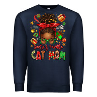Navy santas favorite cat mom Premium Sweatshirt - texasbilliewilder