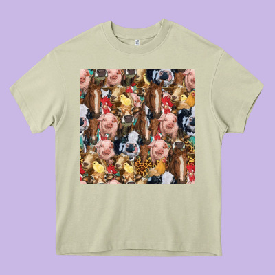 Western Farm Animals Seamless Pattern Heavy Core Tee Designed By Hra Design Shop