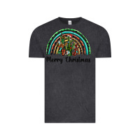 Vintage Black merry christmas cactus rainbow Vintage Tee - BarkalooDesign