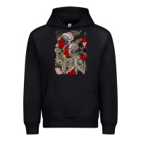 Black Two skeletons hugging Valentine's Day Urban Hoodie - FaDigitalArtStudio