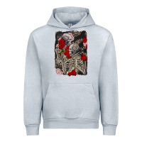 Heather Grey Two skeletons hugging Valentine's Day Urban Hoodie - FaDigitalArtStudio