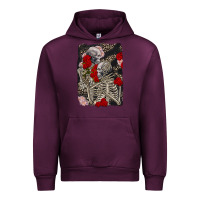 Mauve Wine Two skeletons hugging Valentine's Day Urban Hoodie - FaDigitalArtStudio