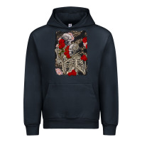 Navy Two skeletons hugging Valentine's Day Urban Hoodie - FaDigitalArtStudio