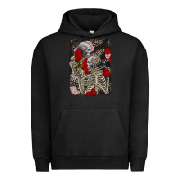 Pigment Black Two skeletons hugging Valentine's Day Urban Hoodie - FaDigitalArtStudio