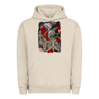 Pigment French Oak Two skeletons hugging Valentine's Day Urban Hoodie - FaDigitalArtStudio