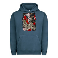 Pigment Midnight Navy Two skeletons hugging Valentine's Day Urban Hoodie - FaDigitalArtStudio