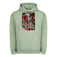 Pigment Oil Green Two skeletons hugging Valentine's Day Urban Hoodie - FaDigitalArtStudio