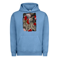 Pigment Pebble Blue Two skeletons hugging Valentine's Day Urban Hoodie - FaDigitalArtStudio