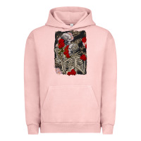Pigment Salmon Two skeletons hugging Valentine's Day Urban Hoodie - FaDigitalArtStudio