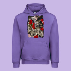 Two Skeletons Hugging Valentine's Day Urban Hoodie Designed By Fadigitalartstudio