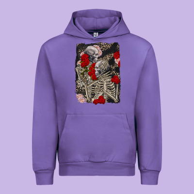 Two Skeletons Hugging Valentine's Day Urban Hoodie Designed By Fadigitalartstudio