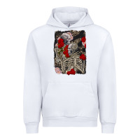 White Two skeletons hugging Valentine's Day Urban Hoodie - FaDigitalArtStudio