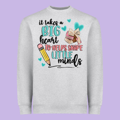 It Takes A Big Hearts To Helps Shape Little Minds Heavyweight Sweatshirt Designed By Maliassmallbusiness
