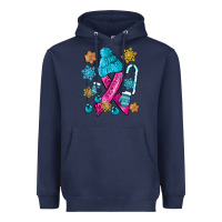 Navy winter breast cancer ribbon Heavyweight Hoodie - NancyCooperArtShop