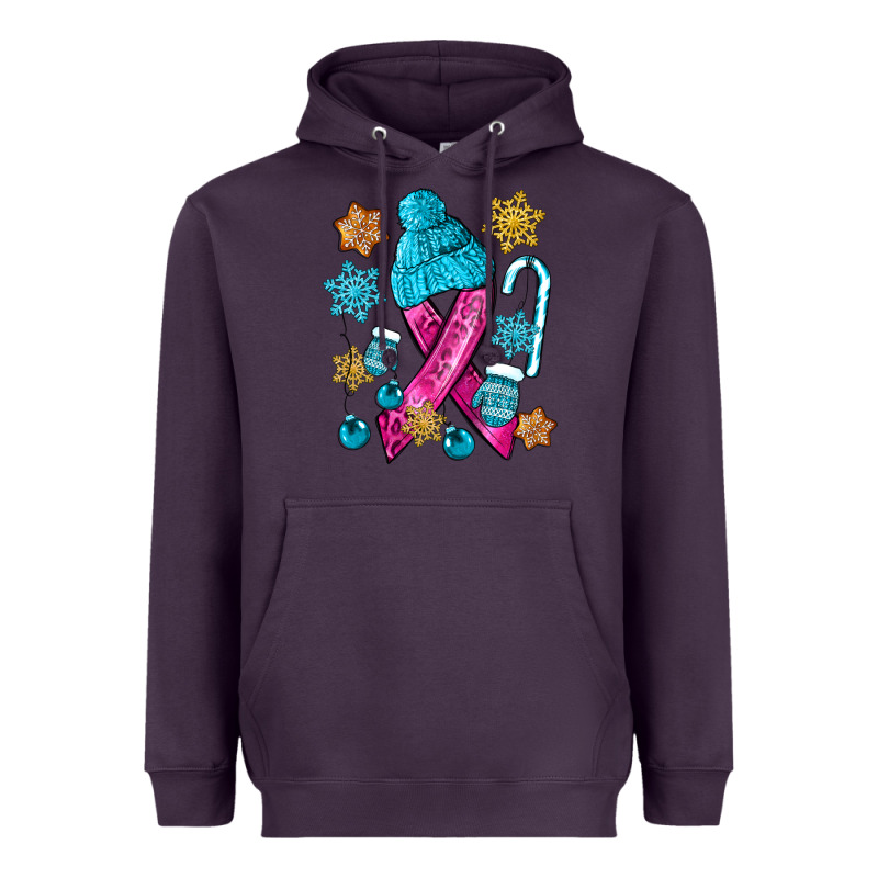 Winter Breast Cancer Ribbon Heavyweight Hoodie by NancyCooperArtShop | Teevron