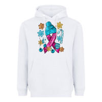 White winter breast cancer ribbon Heavyweight Hoodie - NancyCooperArtShop