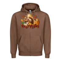 Chestnut Fall Vibes Squirrel Zipper Hoodie - LillyAllenDesigns