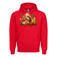 Red Fall Vibes Squirrel Zipper Hoodie - LillyAllenDesigns