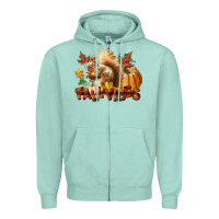 Seafoam Fall Vibes Squirrel Zipper Hoodie - LillyAllenDesigns