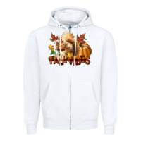 White Fall Vibes Squirrel Zipper Hoodie - LillyAllenDesigns