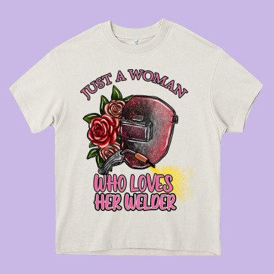Just A Woman Who Loves Her Welder Heavy Core Tee Designed By Sublimationcraftshop