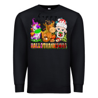 Black happy hallothanksmas farm animals Premium Sweatshirt - texasbilliewilder