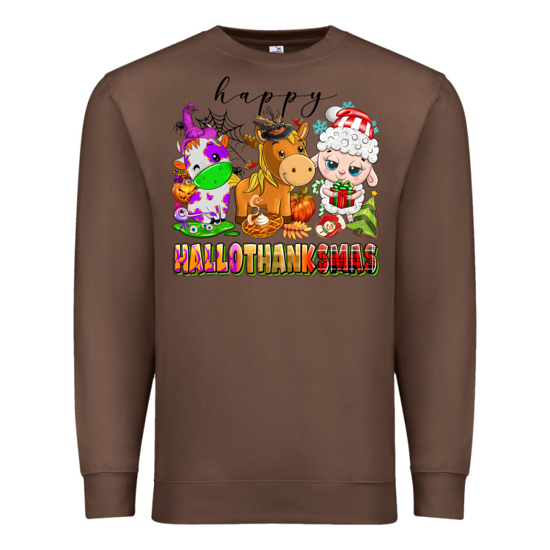 Happy Hallothanksmas Farm Animals Premium Sweatshirt by texasbilliewilder | Teevron