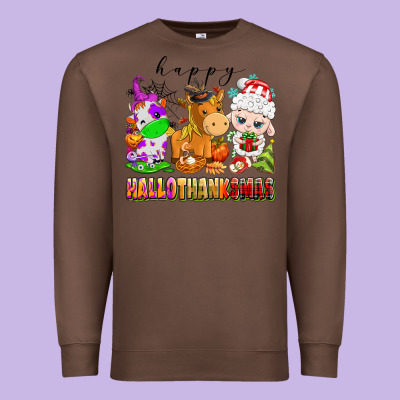 Happy Hallothanksmas Farm Animals Premium Sweatshirt Designed By Texasbilliewilder