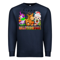 Navy happy hallothanksmas farm animals Premium Sweatshirt - texasbilliewilder