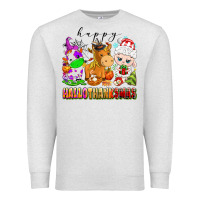Oatmeal Heather happy hallothanksmas farm animals Premium Sweatshirt - texasbilliewilder