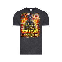 Vintage Black First In last Out Firefighter Vintage Tee - LillyAllenDesigns